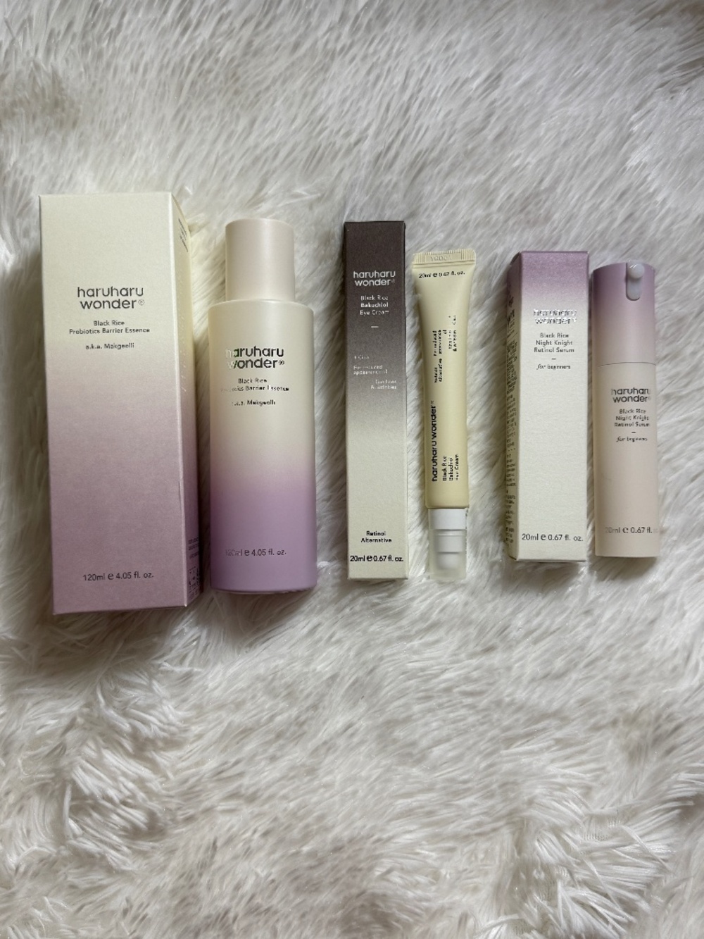 Haruharu Wonder Black Rice Essence, Eye Cream & Retinol Serum Trio
